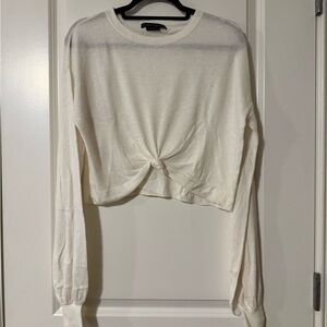 Alice + Olivia Cream Long Sleeve Knotted Top size small